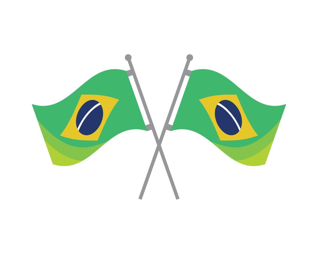 gekreuzte Flaggen von Brasilien vektor