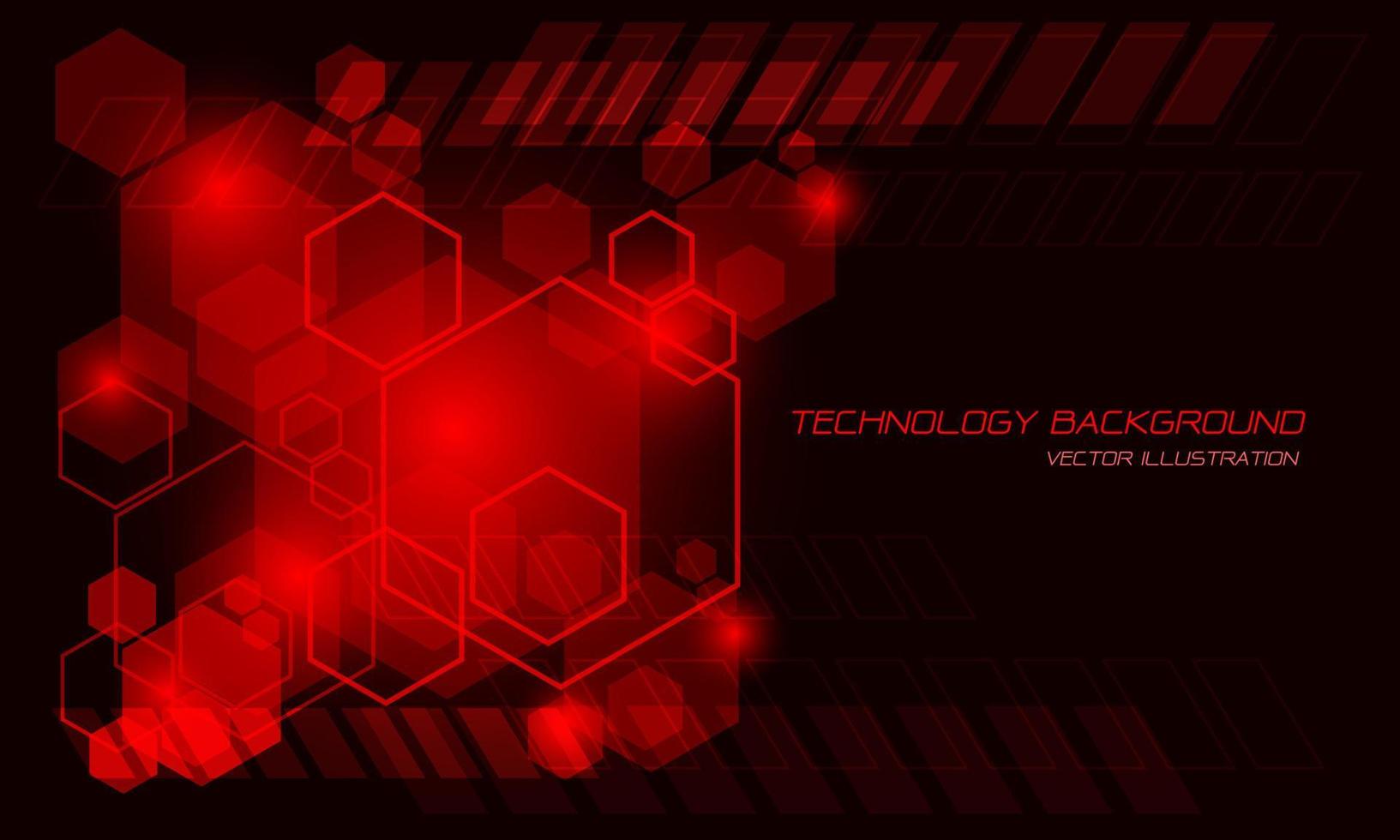 abstrakte Technologie rotes Sechseck geometrisches Licht mit Text auf Leerzeichen Design moderne futuristische Hintergrundvektorillustration. vektor