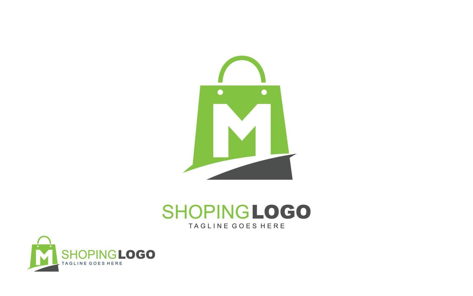 m logo Onlineshop für Branding Company. Taschenschablonen-Vektorillustration für Ihre Marke. vektor