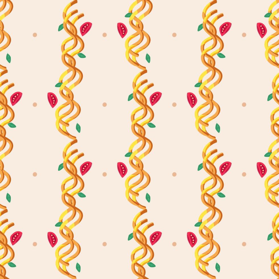 Spaghetti mit Tomaten und Kräutern. nahtloses Muster. Vektor-Illustration vektor
