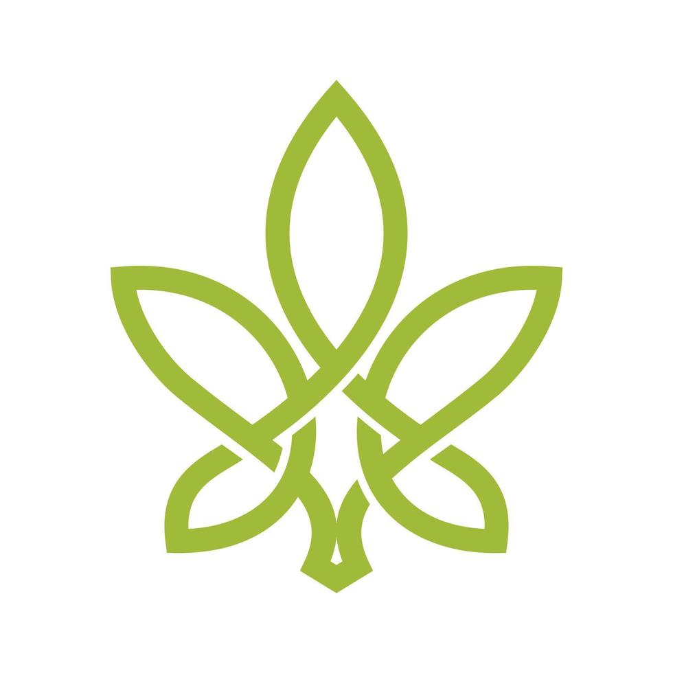 grön linje cannabis blad logotyp vektor