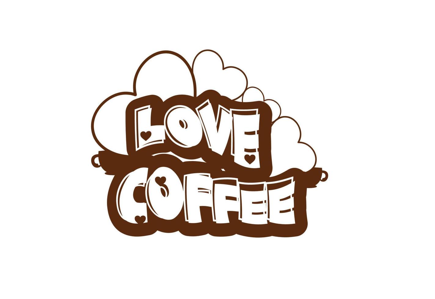 liebe kaffee t-shirt und aufkleber designvorlage vektor