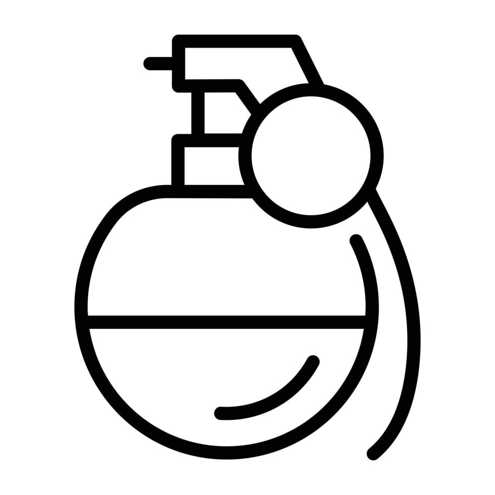Handgranate für Bombenangriffe in Kriegen, Liniensymbol vektor