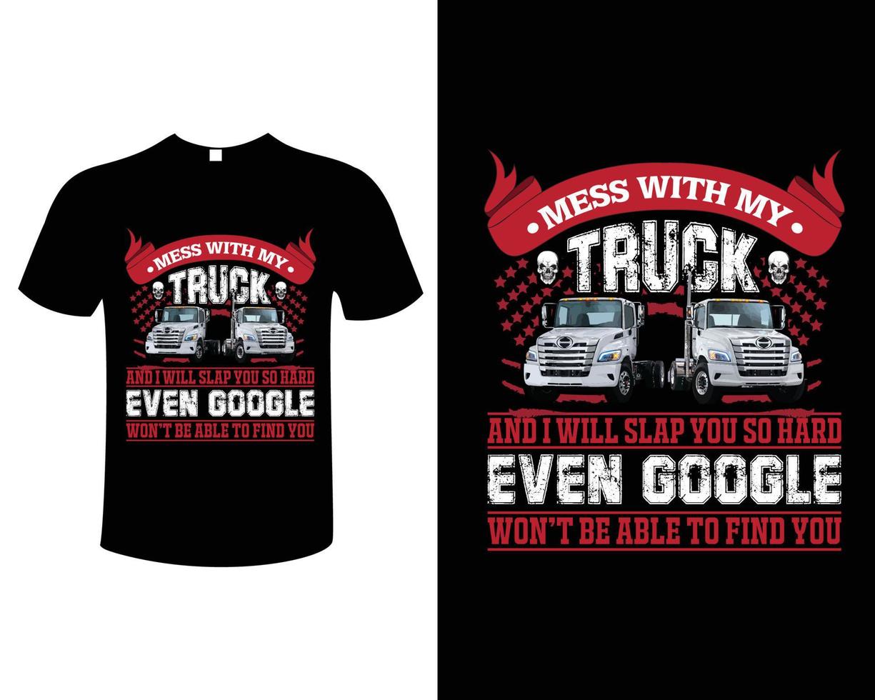 trucker t-shirt design vektor illustration mall