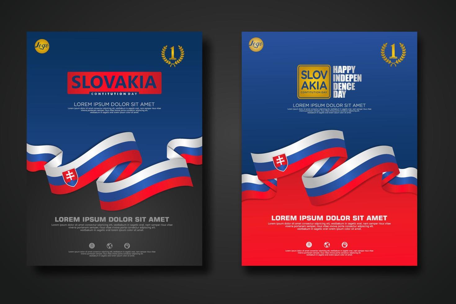 set poster design slowakei konstitutionstag hintergrundvorlage vektor