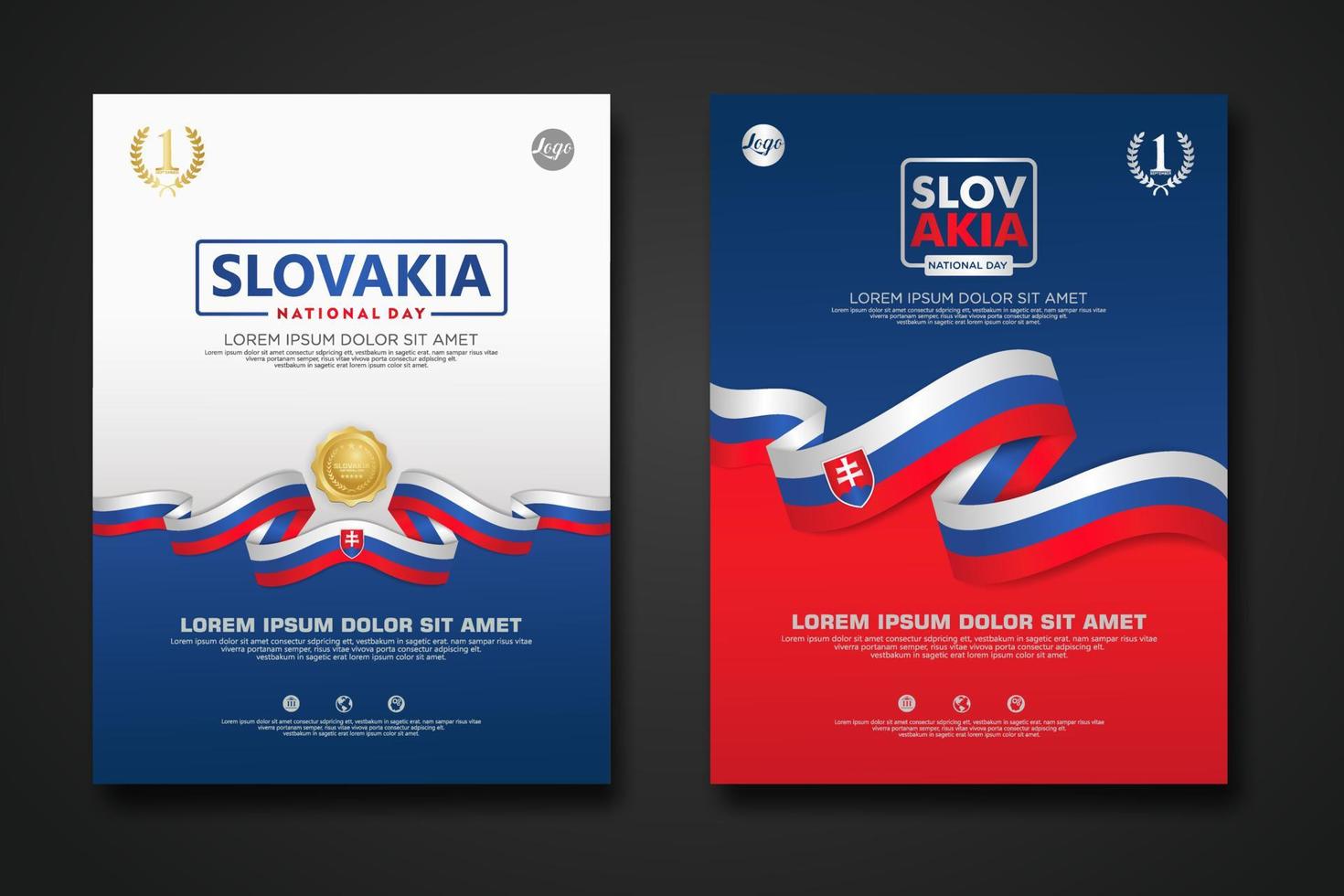 set poster design slowakei konstitutionstag hintergrundvorlage vektor