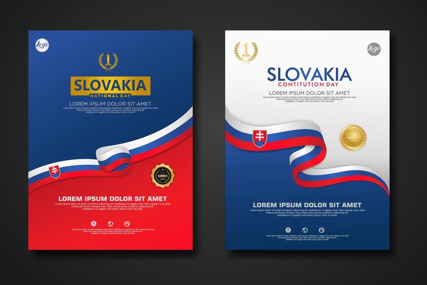 set poster design slowakei konstitutionstag hintergrundvorlage vektor