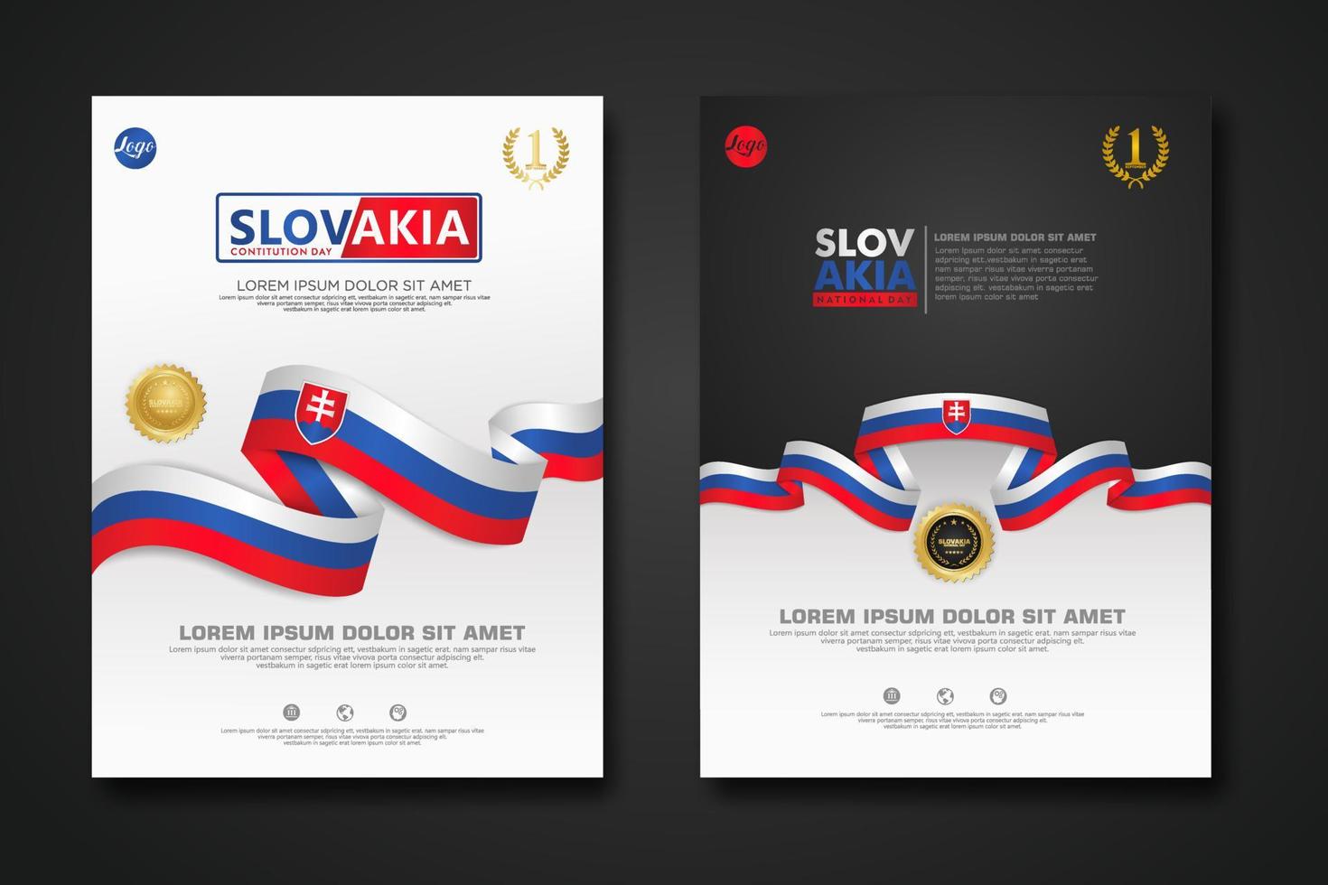 set poster design slowakei konstitutionstag hintergrundvorlage vektor