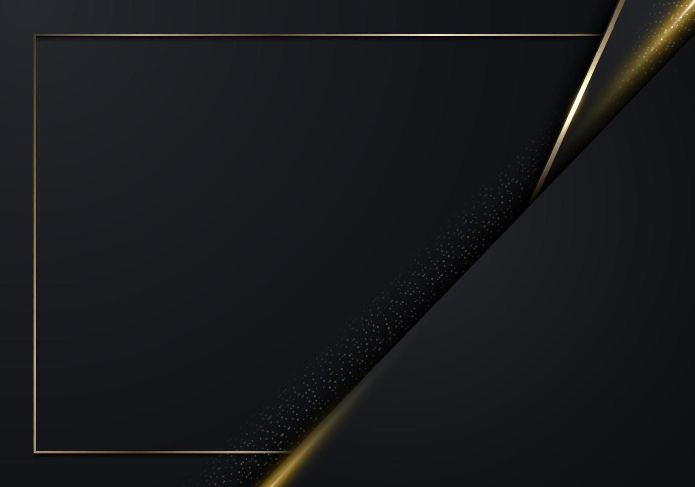 3D-modernes Luxus-Banner-Template-Design mit schwarzen Streifen und goldenem Glitzer-Gold-Linienlicht, das auf dunklem Hintergrund funkelt vektor