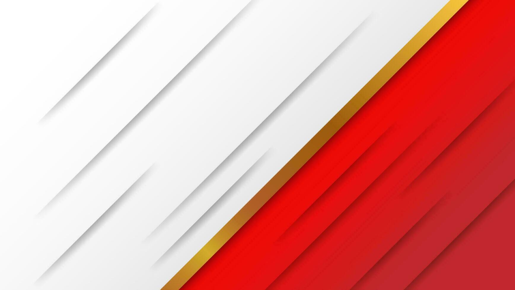 Weißes abstraktes und rotes Hintergrundpapier glänzt mit goldenen Streifen für die Präsentation. Vektor-Illustration vektor