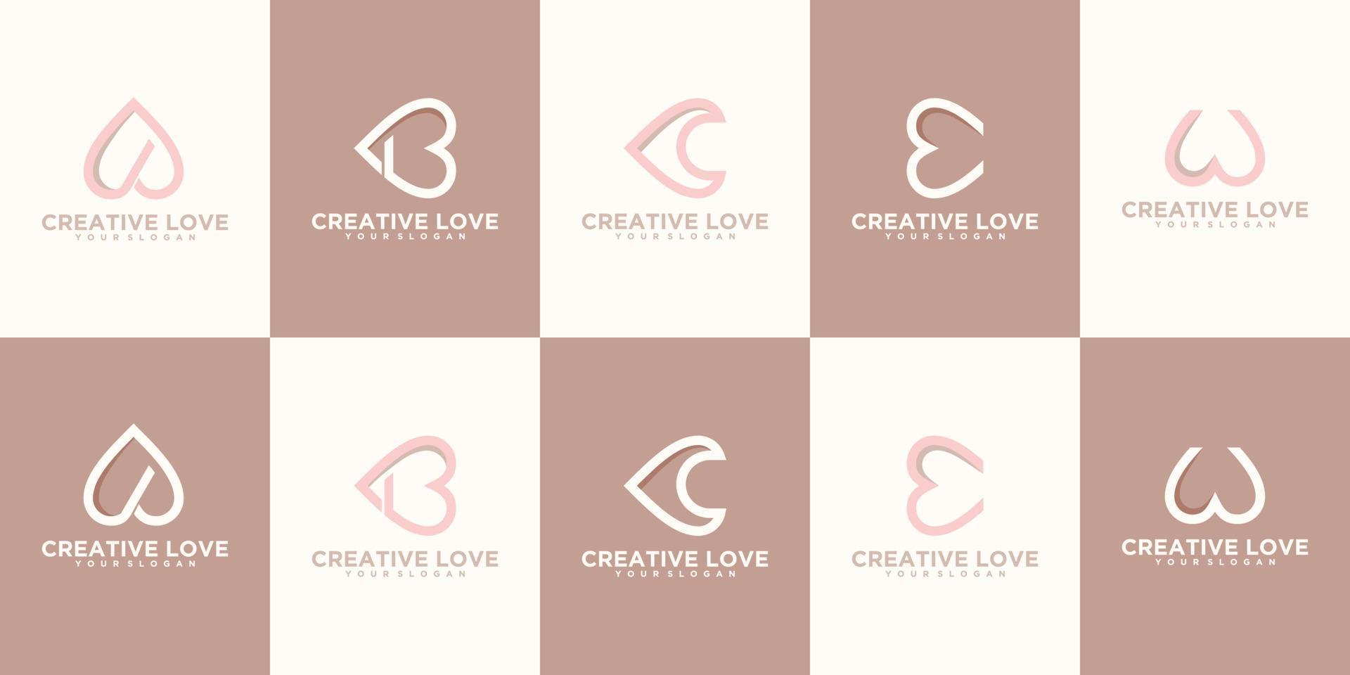 kreatives alphabet-logo mit liebes- oder herzkonzept vektor