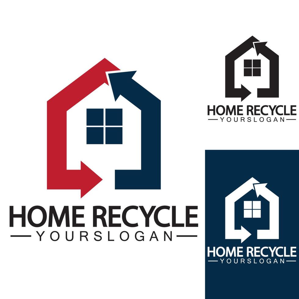 Haus nach Hause recyceln Logo Symbol Vektor Illustration Design