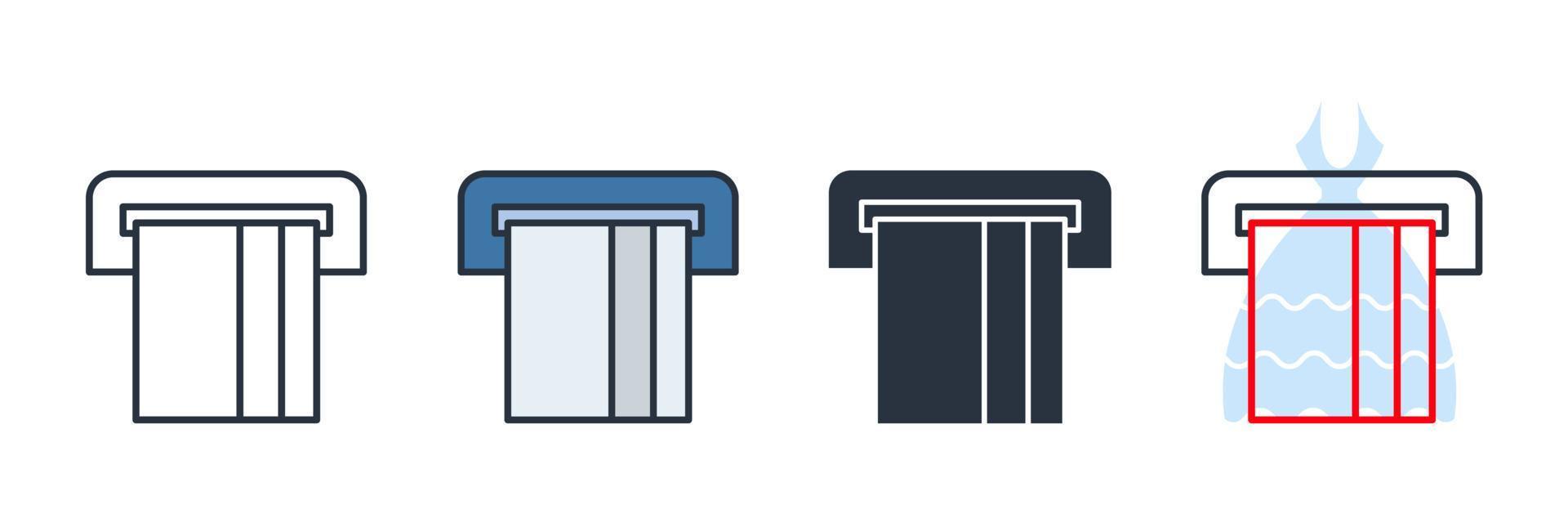 ATM-Symbol-Logo-Vektor-Illustration. Kreditkarte, die aus der atm-Symbolvorlage für Grafik- und Webdesign-Sammlung herausrutscht vektor
