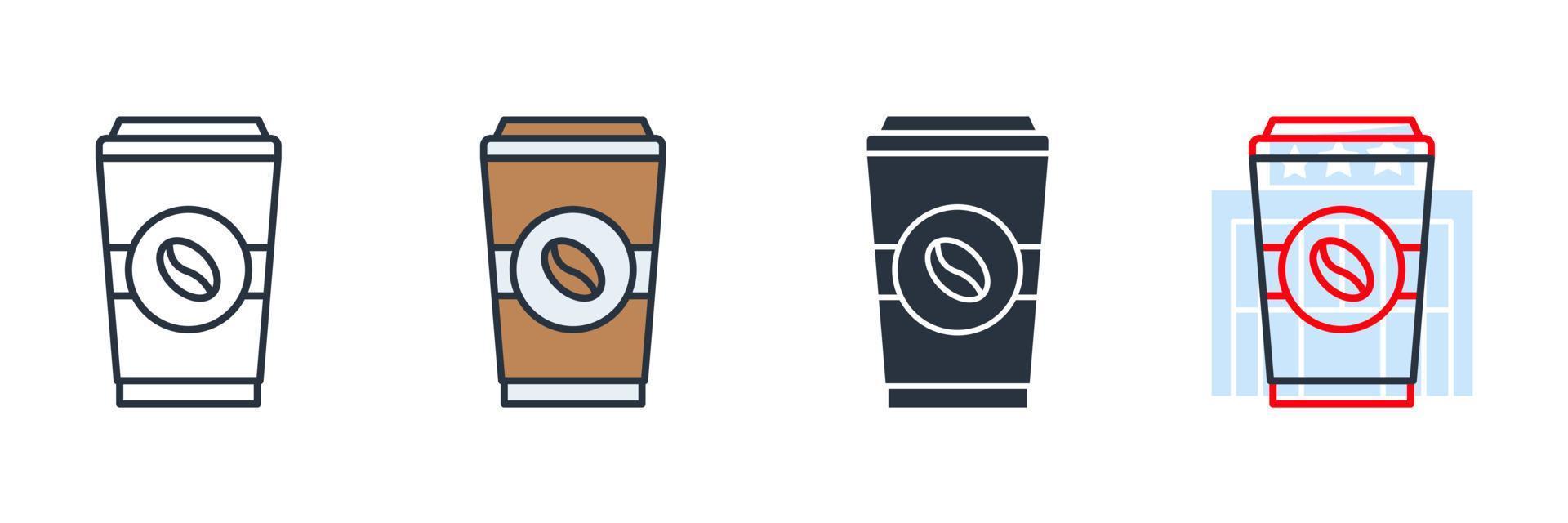 kaffe ikon logotyp vektor illustration. disponibel kopp med steas av hethet popping ut, framställning kaffe symbol mall för grafisk och webb design samling