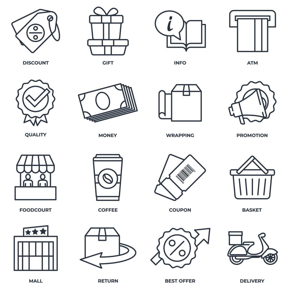 satz von einkaufszentren symbol logo vektor illustration. Online-Supermarkt-Pack-Symbolvorlage für Grafik- und Webdesign-Sammlung