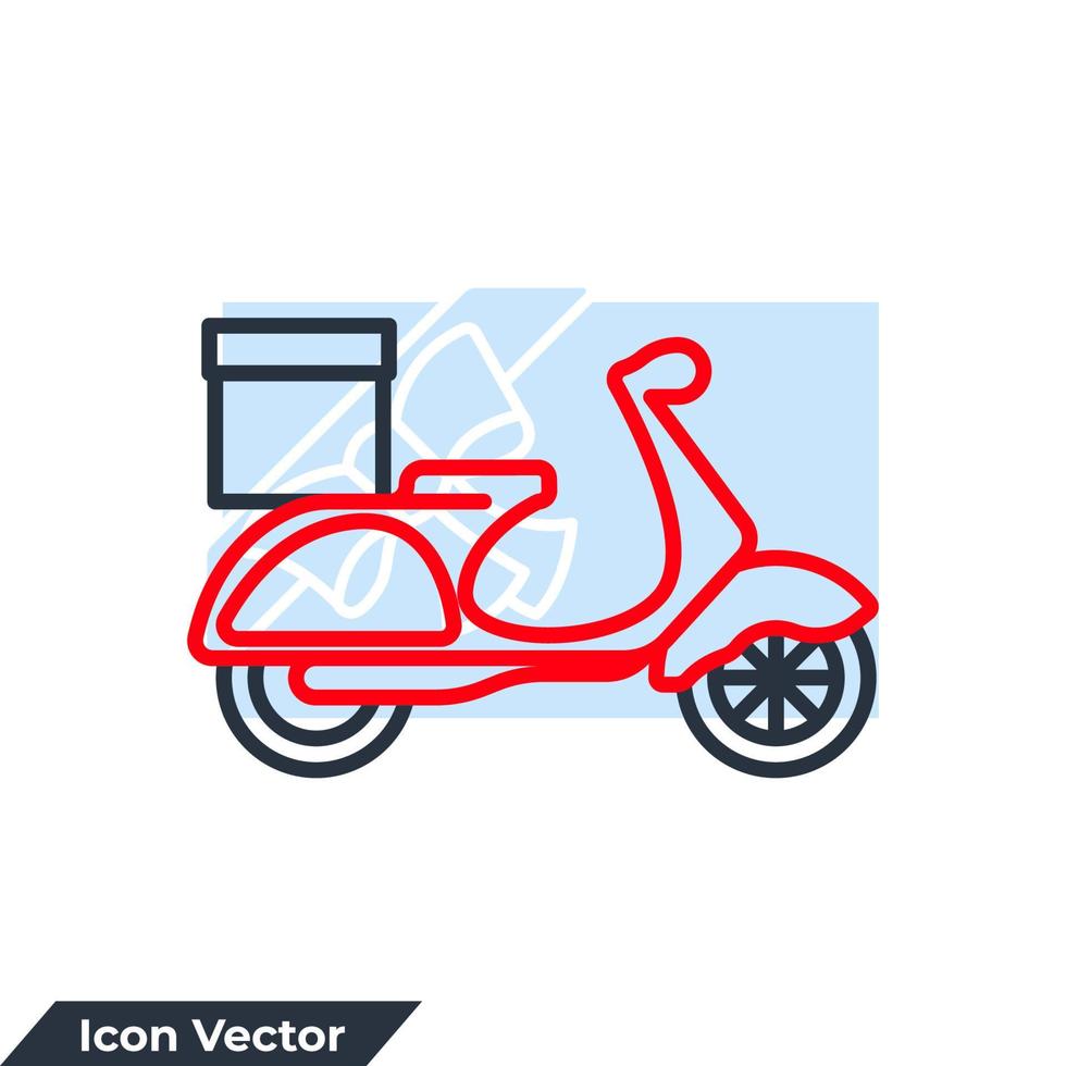 Versand schnelle Lieferung Symbol Logo Vektor Illustration. Eilzustellung Scooter Bike Box Symbolvorlage für Grafik- und Webdesign-Sammlung