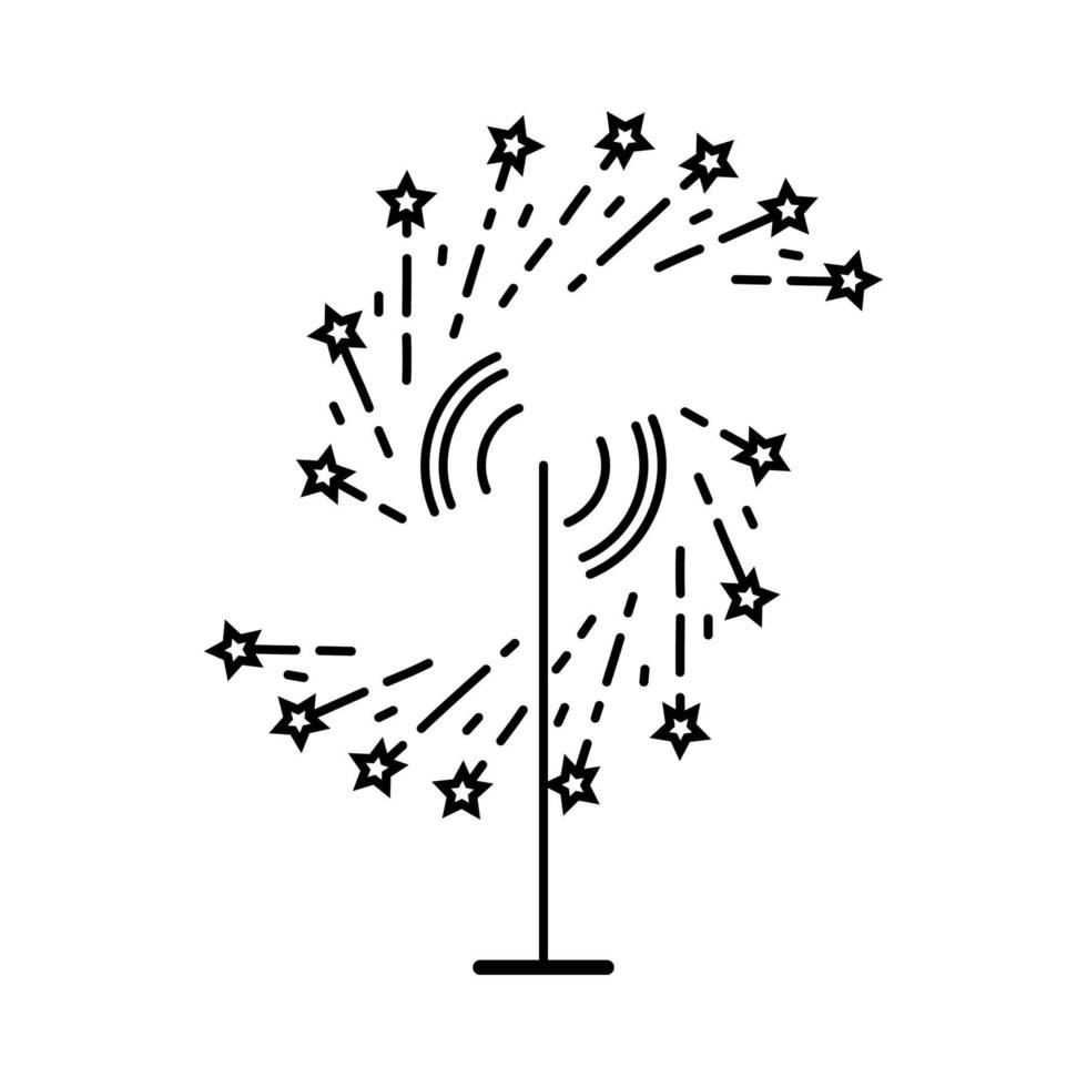 Feuerwerk-Symbol. catherine wheel feuerwerk mit sternen, funkeln. lineares Vektorsymbol. vektor