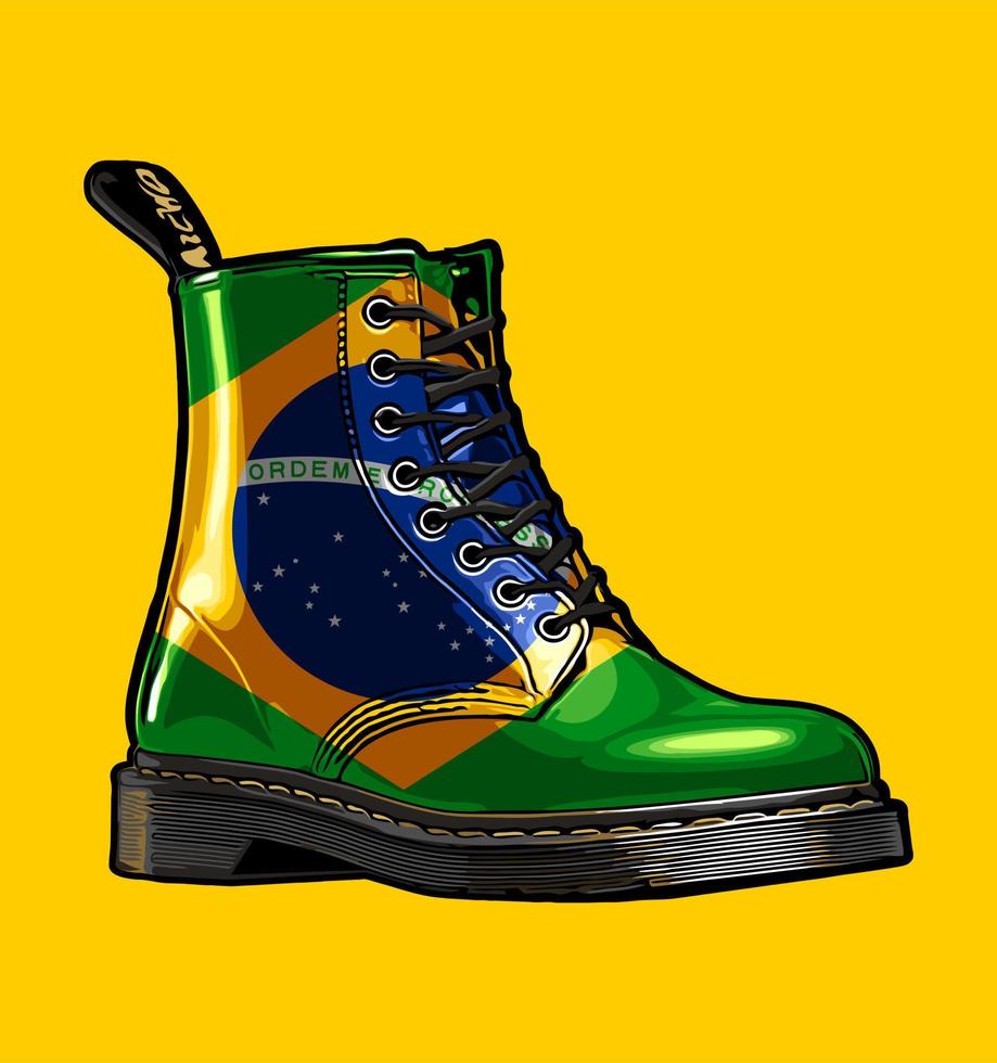 Stiefel mit Brasilien-Flaggenmuster vektor