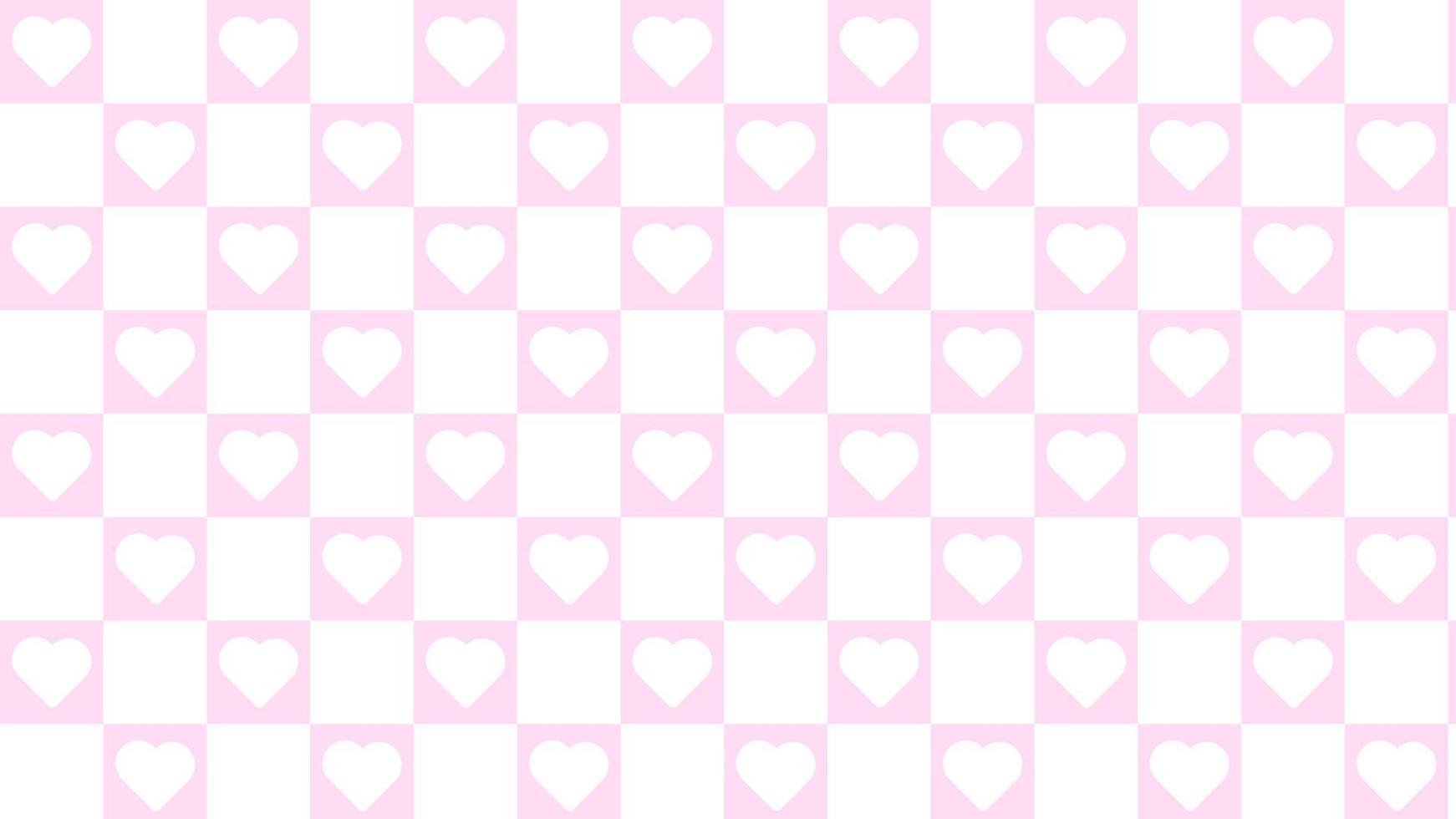 söt små pastell rosa och vit dam, gingham, pläd, checkerboard med söt liten hjärta bakgrund illustration, perfekt för baner, tapet, bakgrund, vykort, bakgrund vektor