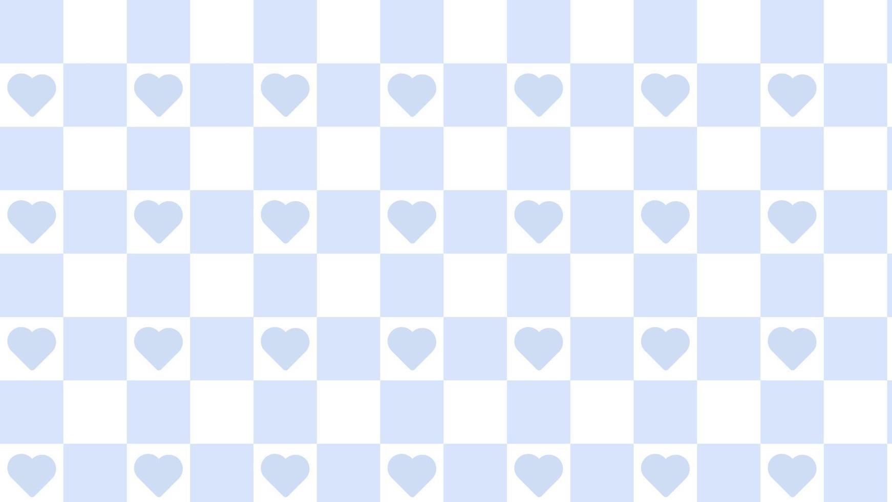 söt pastell blå och vit dam, gingham, pläd, checkerboard med söt liten hjärta bakgrund illustration, perfekt för baner, tapet, bakgrund, vykort, bakgrund vektor