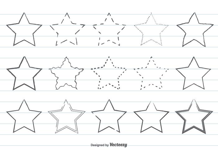 Söt handdragen stjärnaformsuppsättning vektor