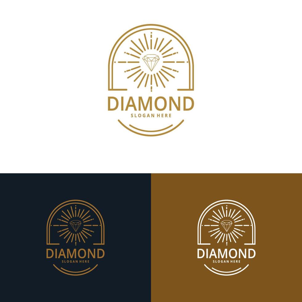 Diamant-Schmuck-Logo-Design-Vektor. symbol für kosmetik und verpackung, schmuck, handgefertigte oder schönheitsprodukte vektor