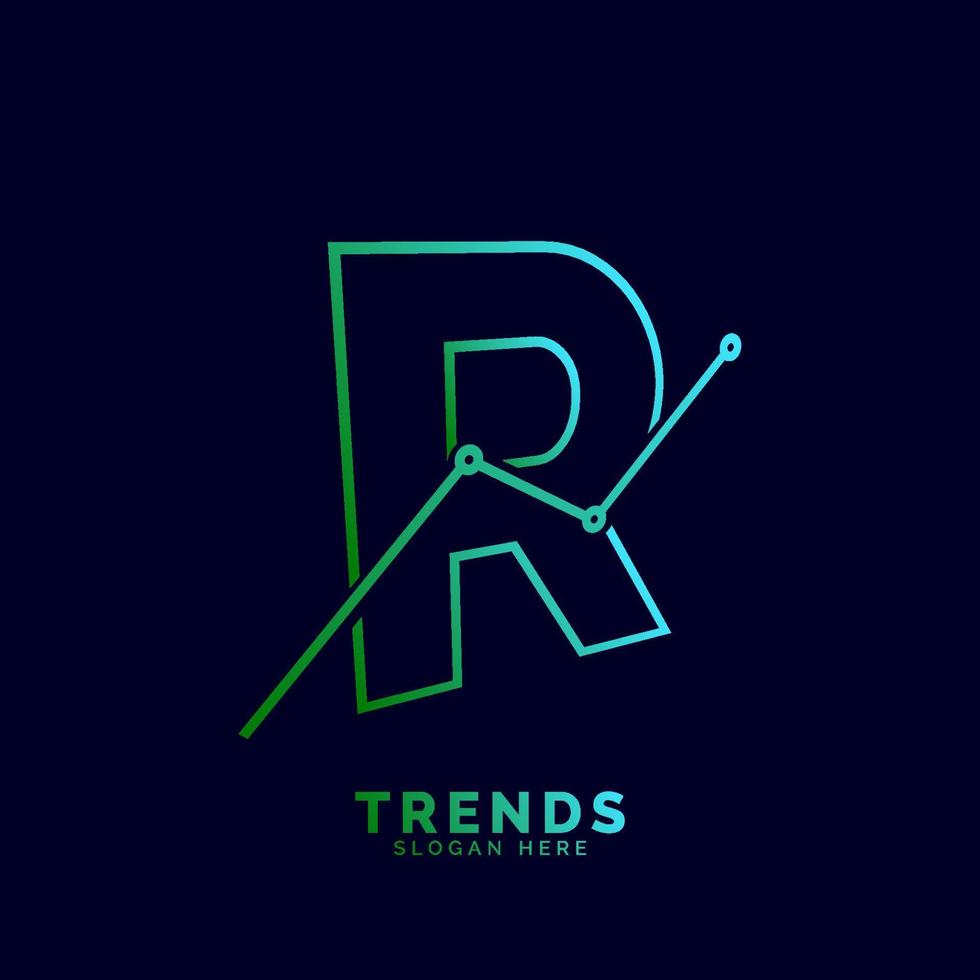 dynamischer Gliederungsbuchstabe r Trends Statistik Vektor Logo Design