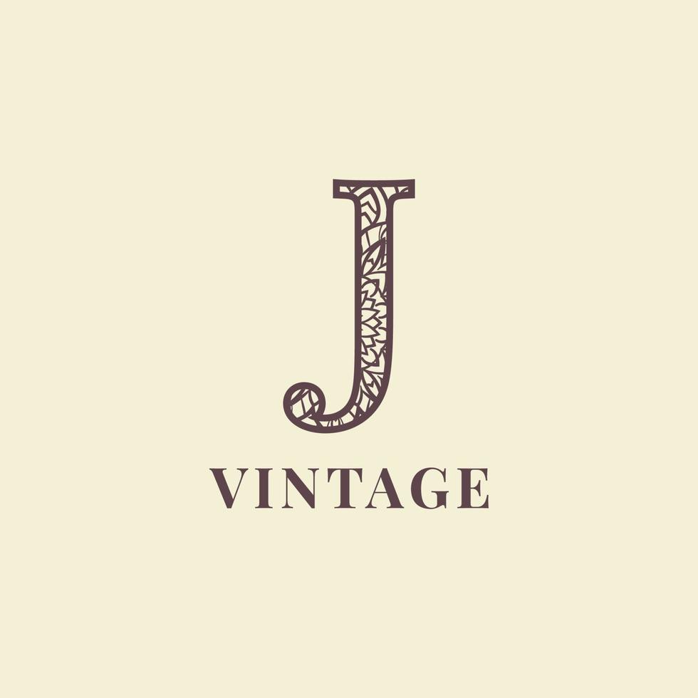 Buchstabe j Vintage Dekoration Logo Vektordesign vektor