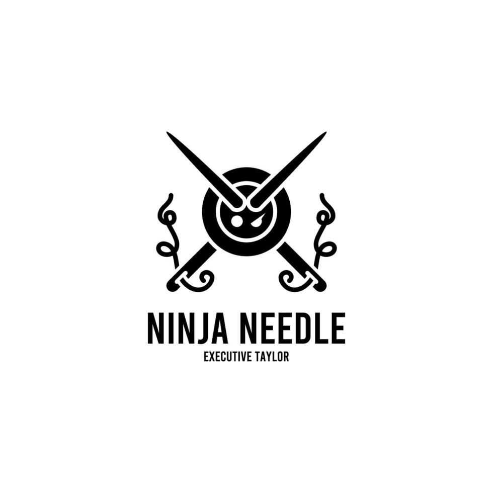 ninja nål retro skräddare illustration logotyp vektor design