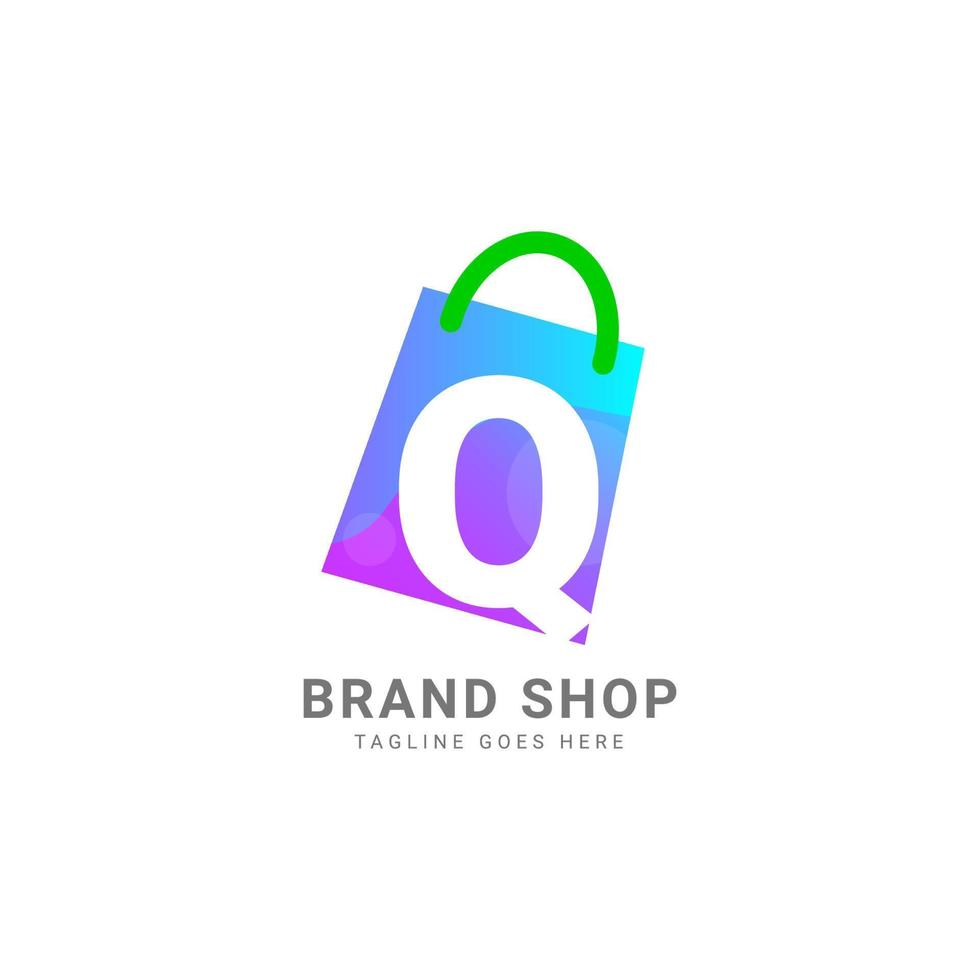 Buchstabe q trendiges Einkaufstasche-Vektor-Logo-Design-Element vektor