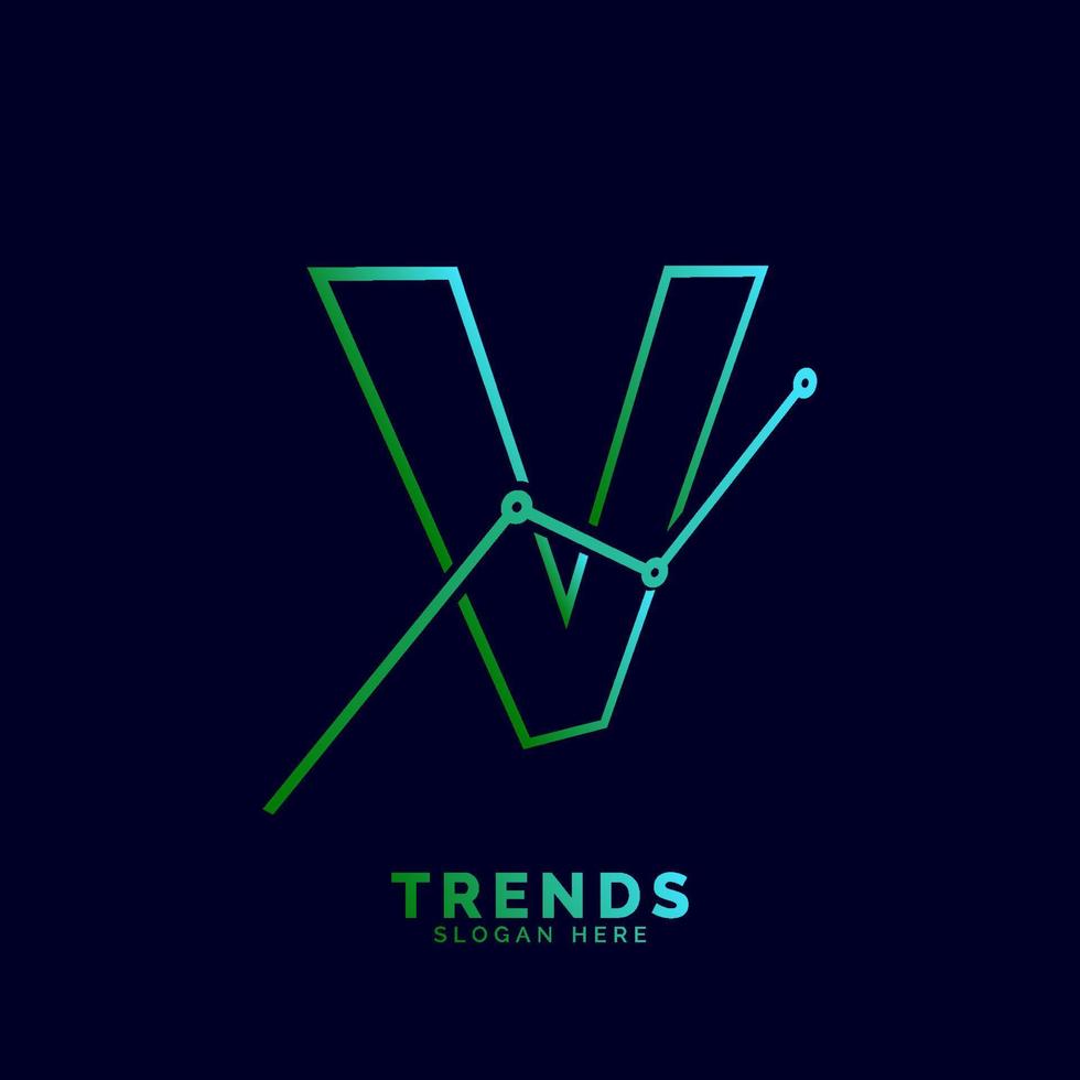 dynamisk översikt brev v trender statistisk vektor logotyp design