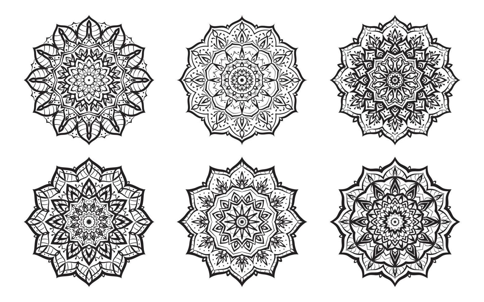 Set von Mandalas Malbuch für spirituelle achtsame Kunsttherapie und Vektordesign-Dekoration vektor