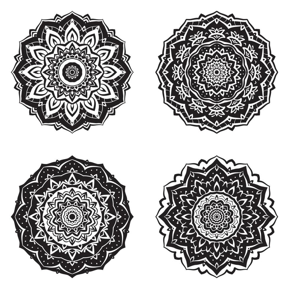 uppsättning av mandalas runda dekorativ för andlig uppmärksam konst terapi och vektor design dekoration