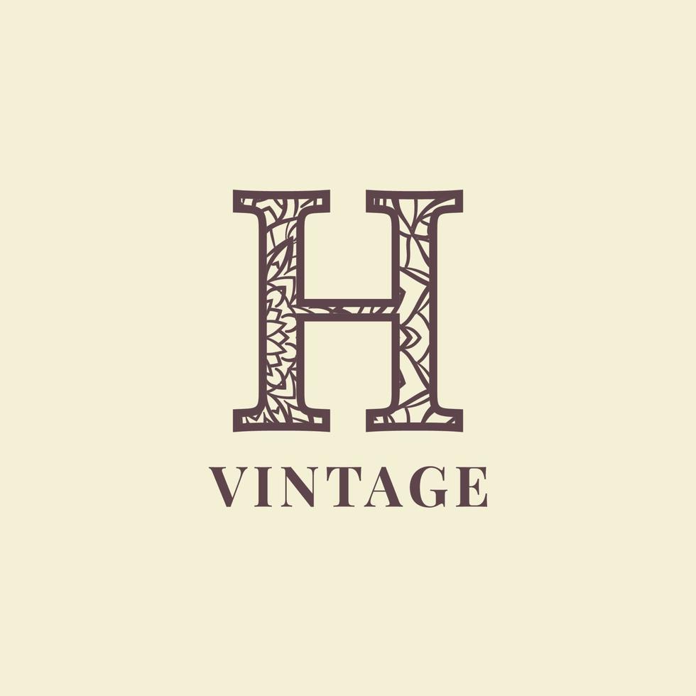 Buchstabe h Vintage Dekoration Logo Vektordesign vektor