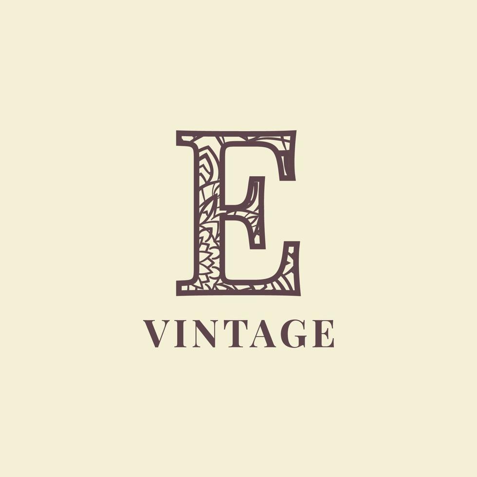 buchstabe e vintage dekoration logo vektor design