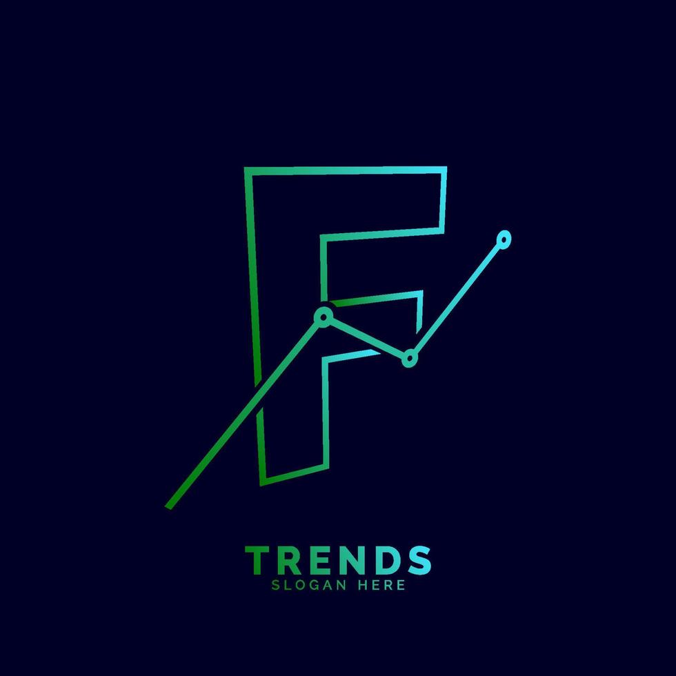 dynamischer Gliederungsbuchstabe f Trends Statistik-Vektor-Logo-Design vektor