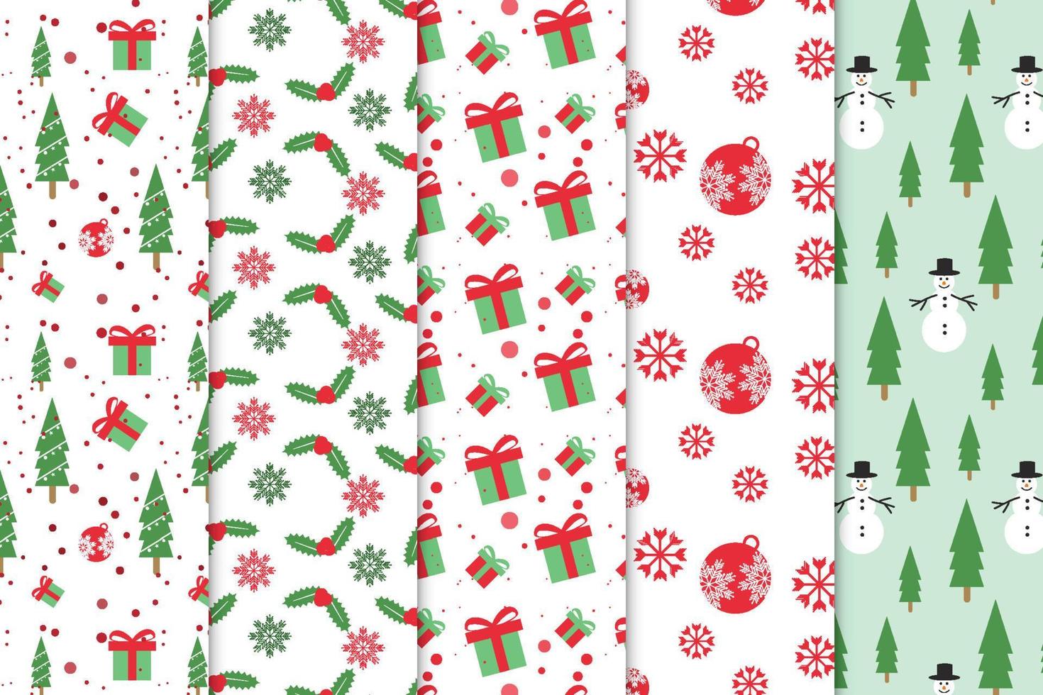 abstrakt mönster samling med röd och grön jul element vektor. sömlös jul mönster bunt på vit bakgrunder. jul element mönster uppsättning dekoration för tapeter och bok omslag vektor