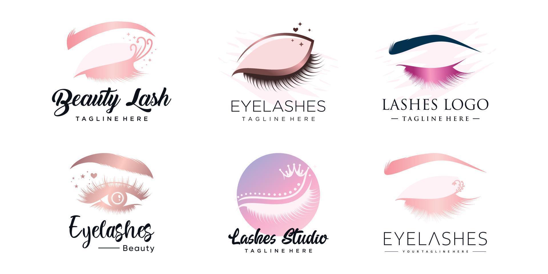 set wimpern logo design mit modernem abstraktem konzept premium vektor teil 1