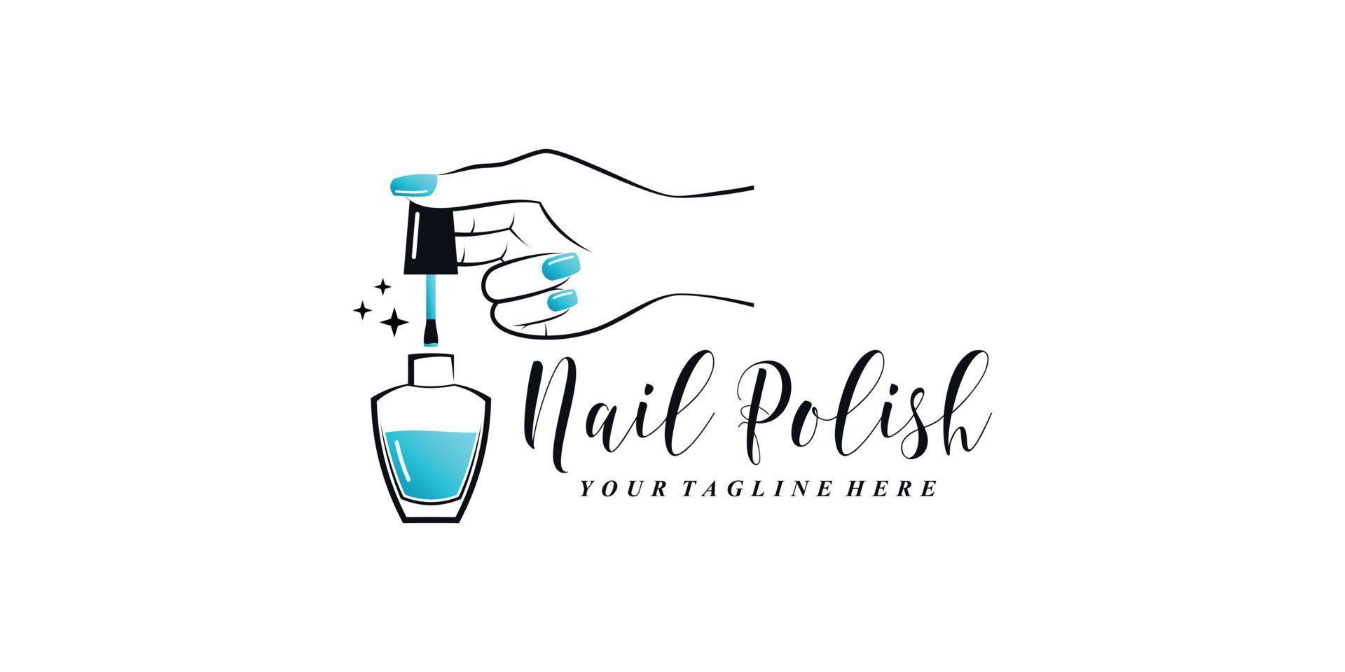 Nagellack oder Nagelstudio-Logo-Design mit kreativem Element und einzigartigem Konzept-Premium-Vektor vektor