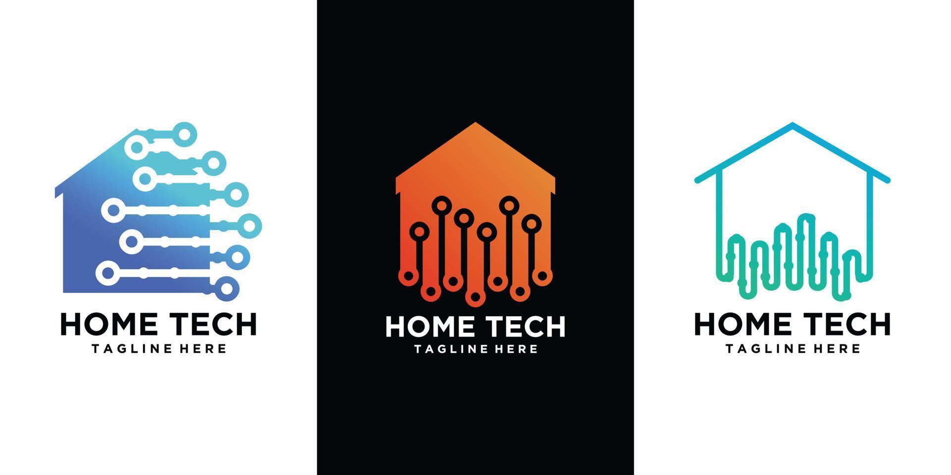 uppsättning Hem tech logotyp design med kreativ begrepp premie vektor