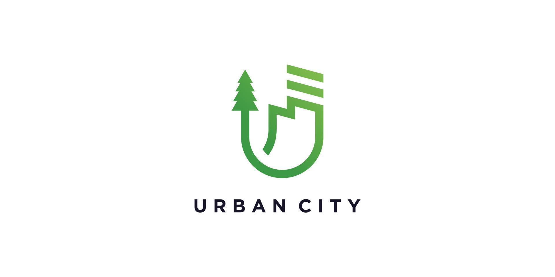 urban logotyp med kreativ grön begrepp vektor