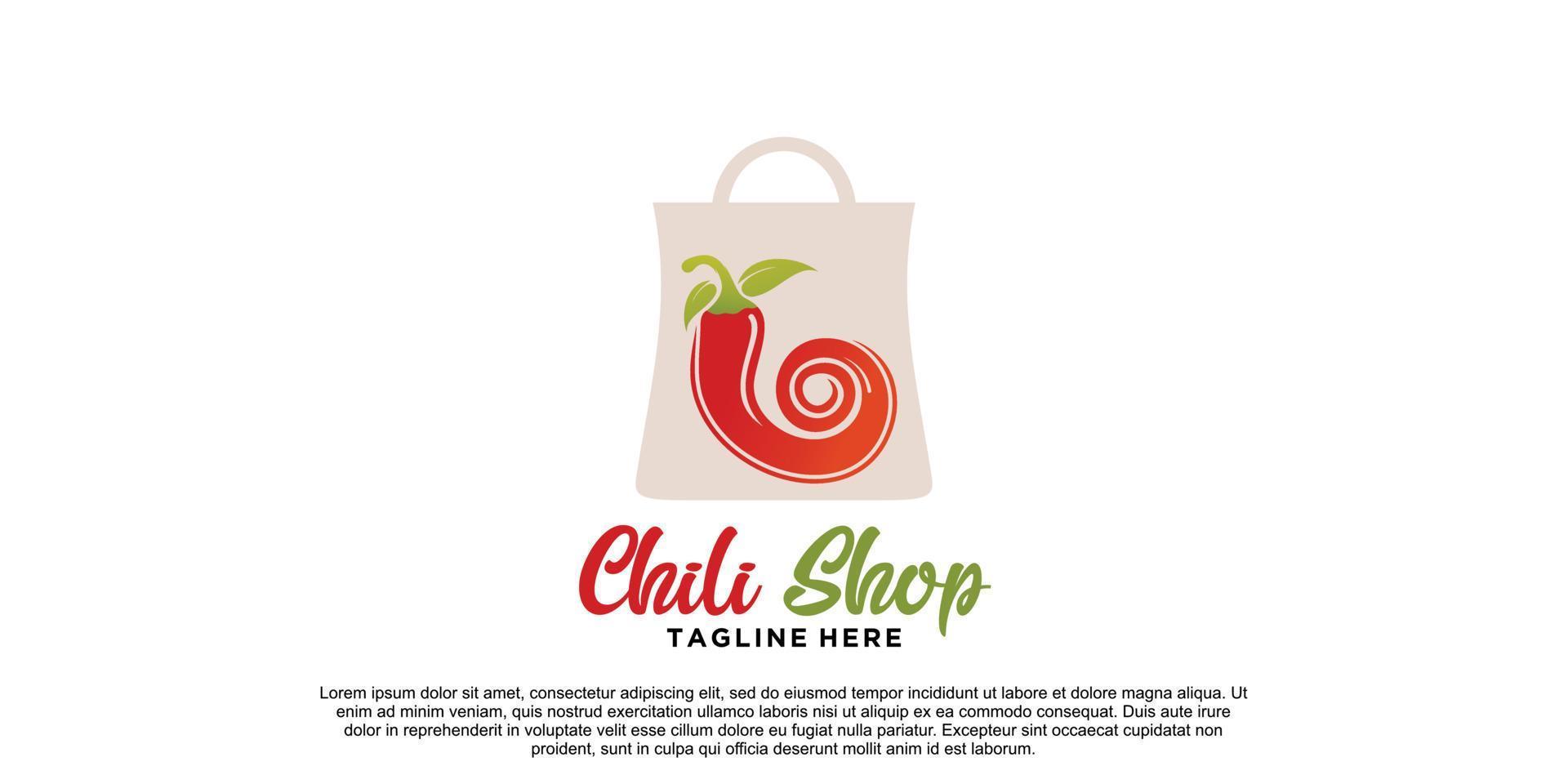 Chili-Shop-Logo-Design mit kreativem Konzept-Premium-Vektor vektor