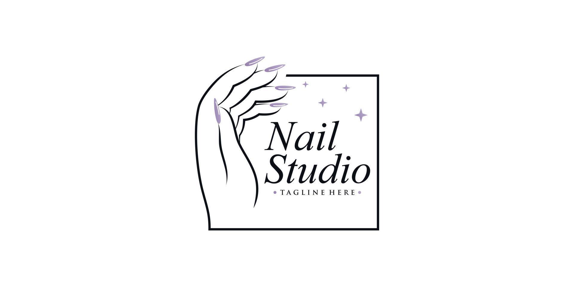 Nagellack oder Nagelstudio-Logo-Design mit kreativem Element und einzigartigem Konzept-Premium-Vektor vektor