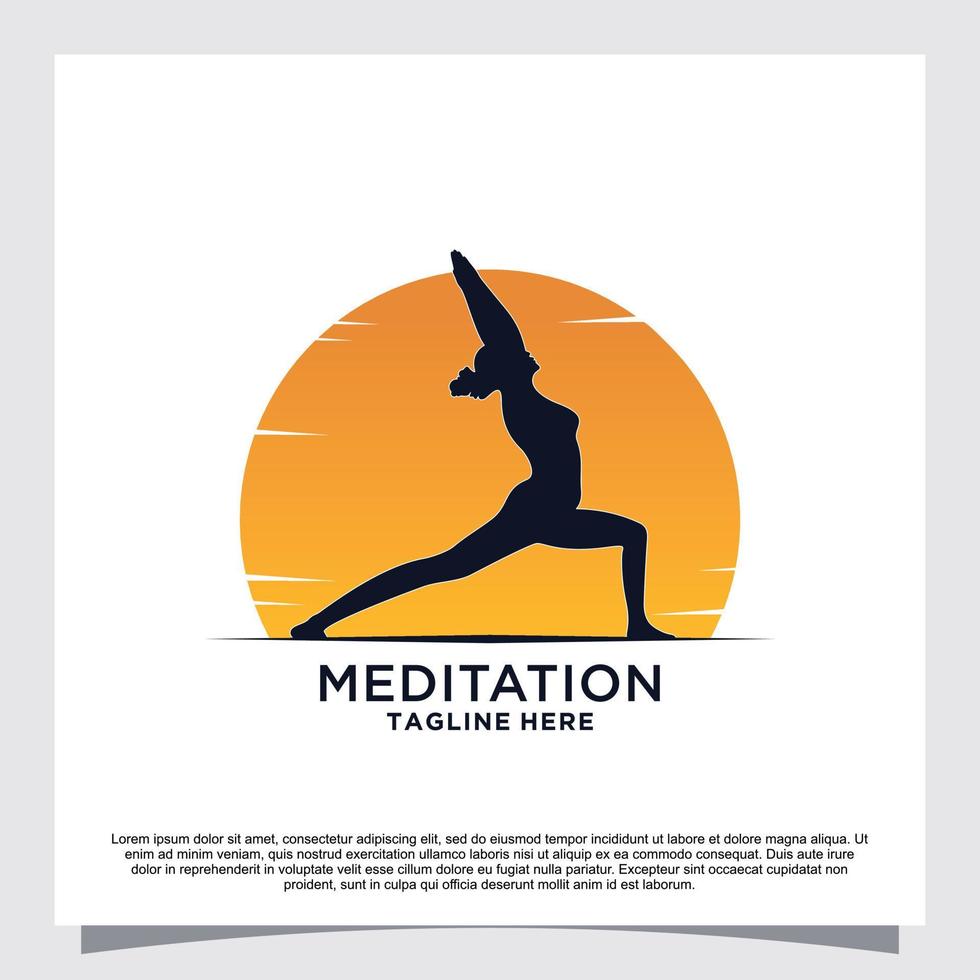 meditation yoga logotyp design begrepp premie vektor
