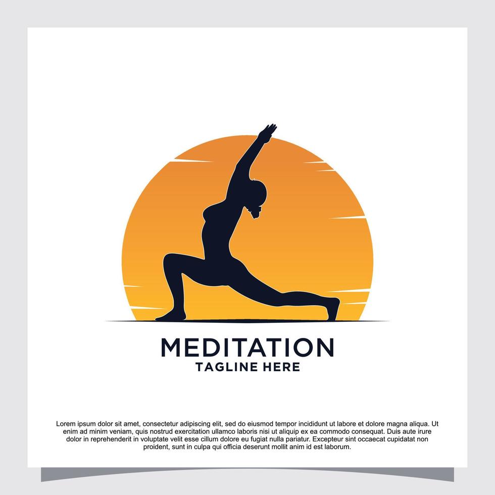 Meditations-Yoga-Logo-Design-Konzept Premium-Vektor vektor