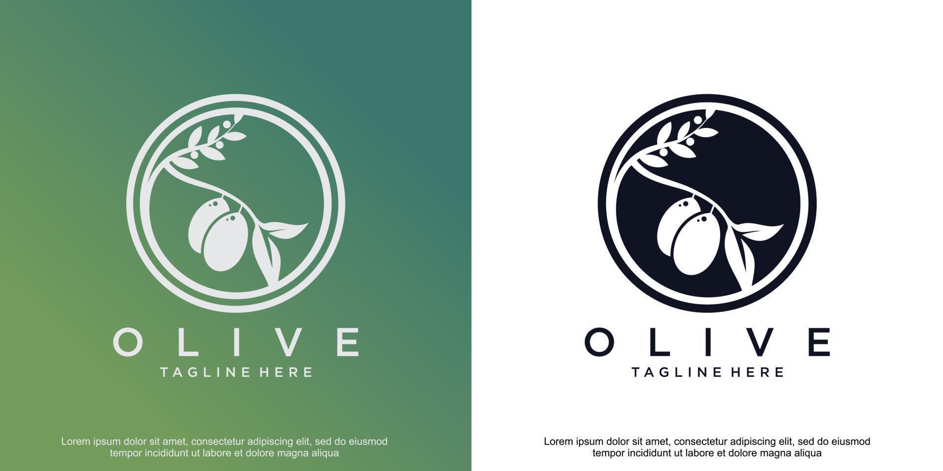 Oliven-Logo-Design-Vektor mit kreativem abstraktem Konzept-Premium-Vektor vektor