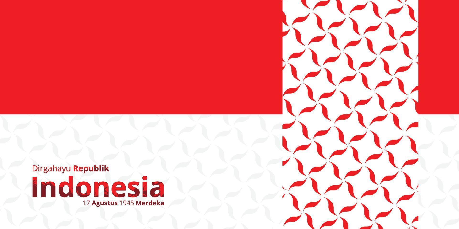 Banner zum indonesischen Unabhängigkeitstag 17. August 1945, einfacher Hintergrund mit etwas freiem Platz. Sie können ein Logo entsprechend dem Jahr der Unabhängigkeit hinzufügen vektor