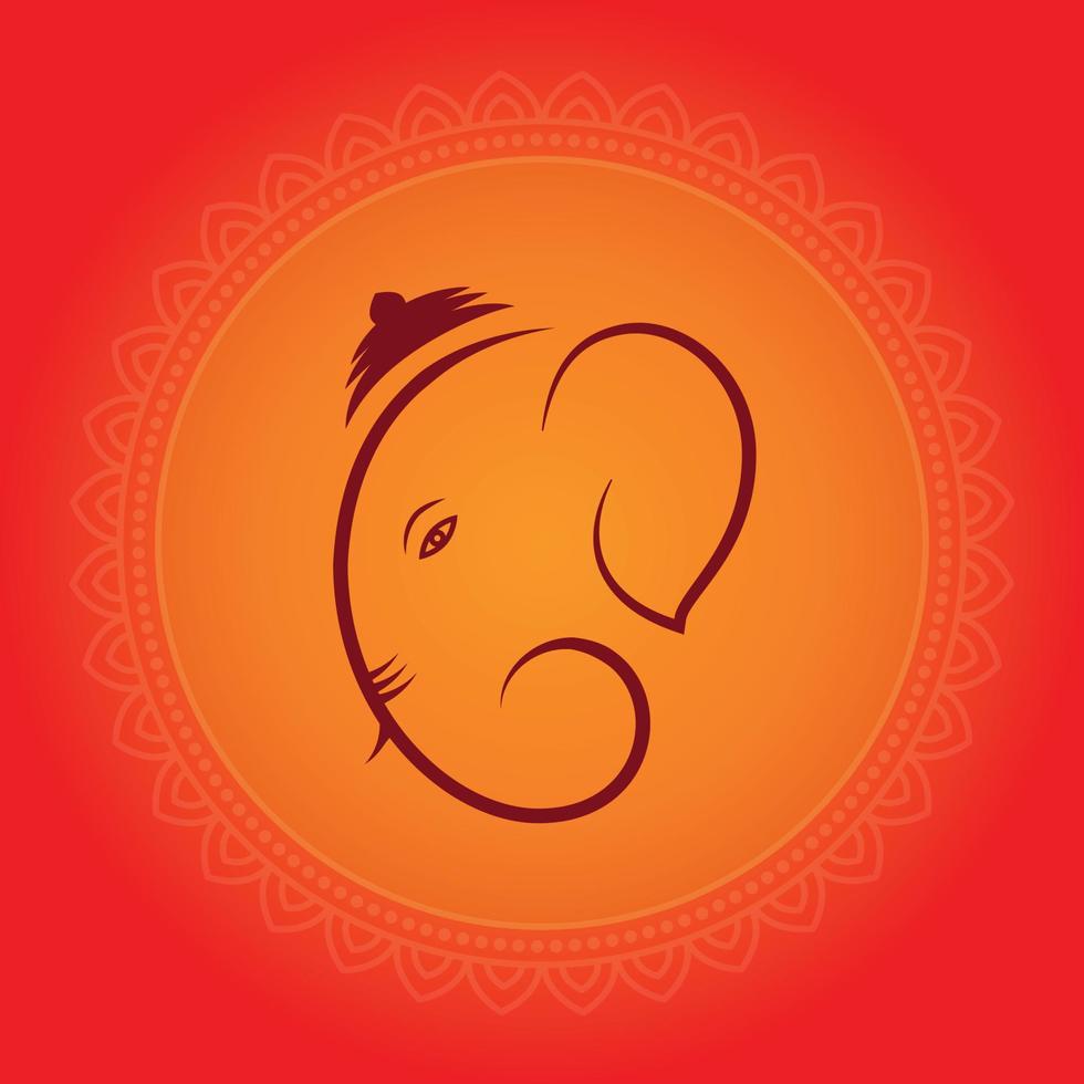 indisk ganpati festival design med minimal herre ganesh ansikte och mandala bakgrund, Gud ganpati design den där du kan använda sig av som bakgrund, posta, inbjudan, hälsning, etc. vektor