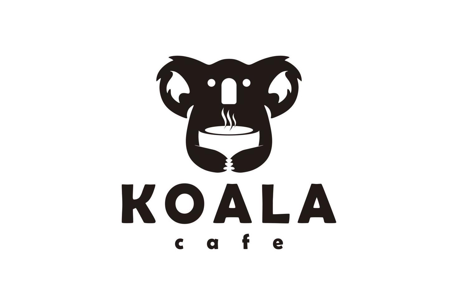 koala logotyp design inspiration med en skål av varm mat vektor