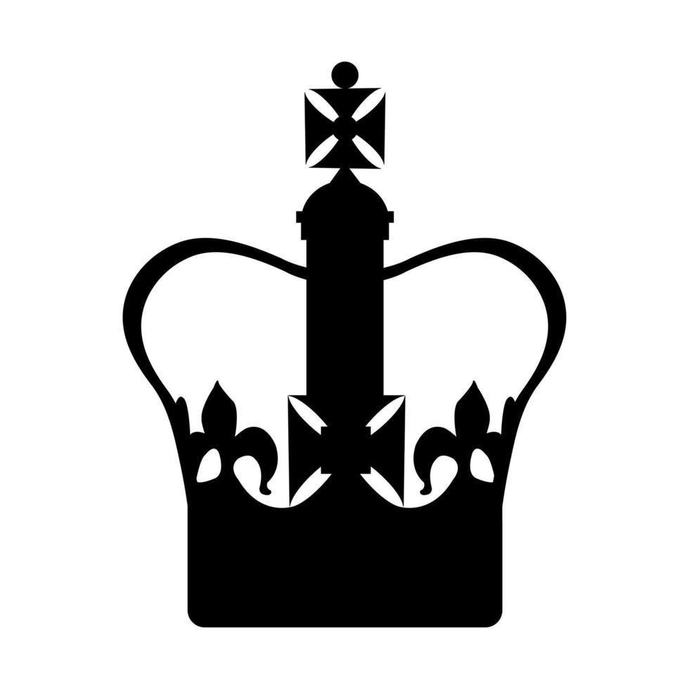 schwarze Silhouette der imperialen Staatskrone des Vereinigten Königreichs. vektorillustration der kronenjuwelen des vereinigten königreichs, symbol der monarchie. vektor
